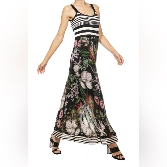 Beate Heymann Dresses & Skirts - Beate Heymann Stripe Bodace Dress In Floralis Size 8 Sleeveless Maxi